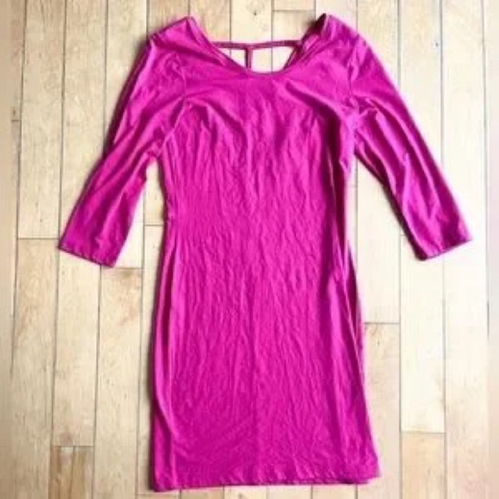 Women’s Fuchsia 3/4 Sleeve Bodycon Dress - Picture 1 of 4